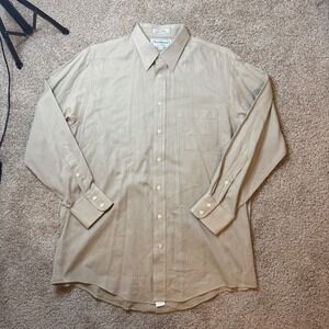 Burberrys Button Down Shirt Men 16.5-33 Tan Beige Vintage Cotton Made in USA